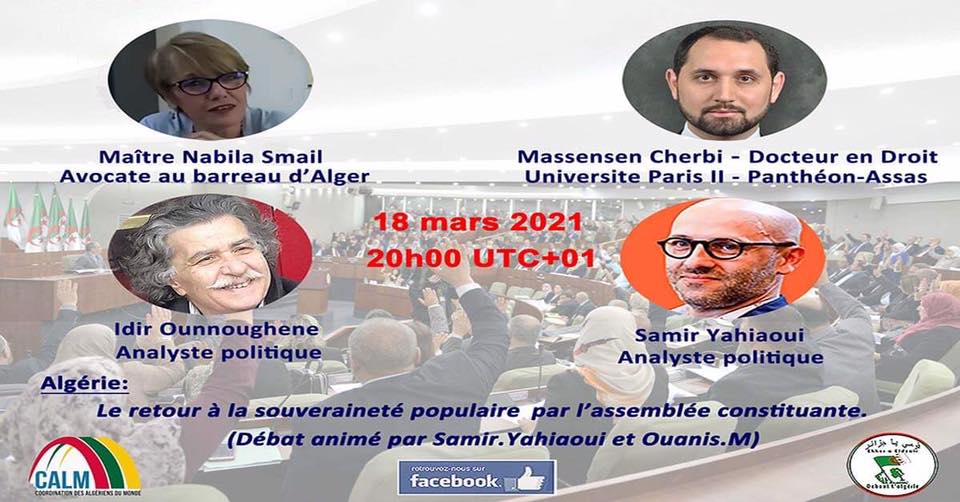 Le collectif “Debout l’Algérie” organise un débat politique sur l’Assemblée constituante