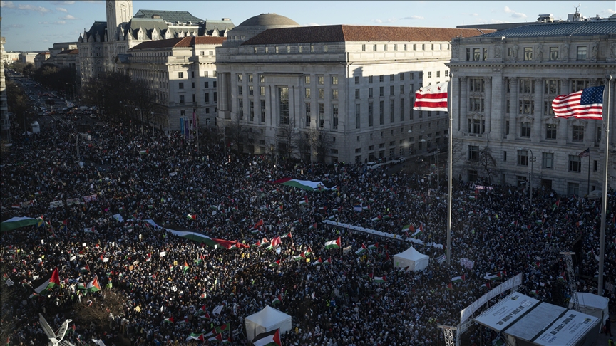 واشنطن: عشرات الآلاف يتظاهرون دعماً لفلسطين وتنديدا بحرب غزة